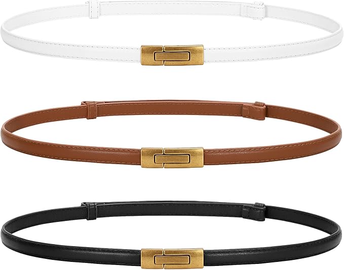 Thin Leather Waist Belts (3 Pack)