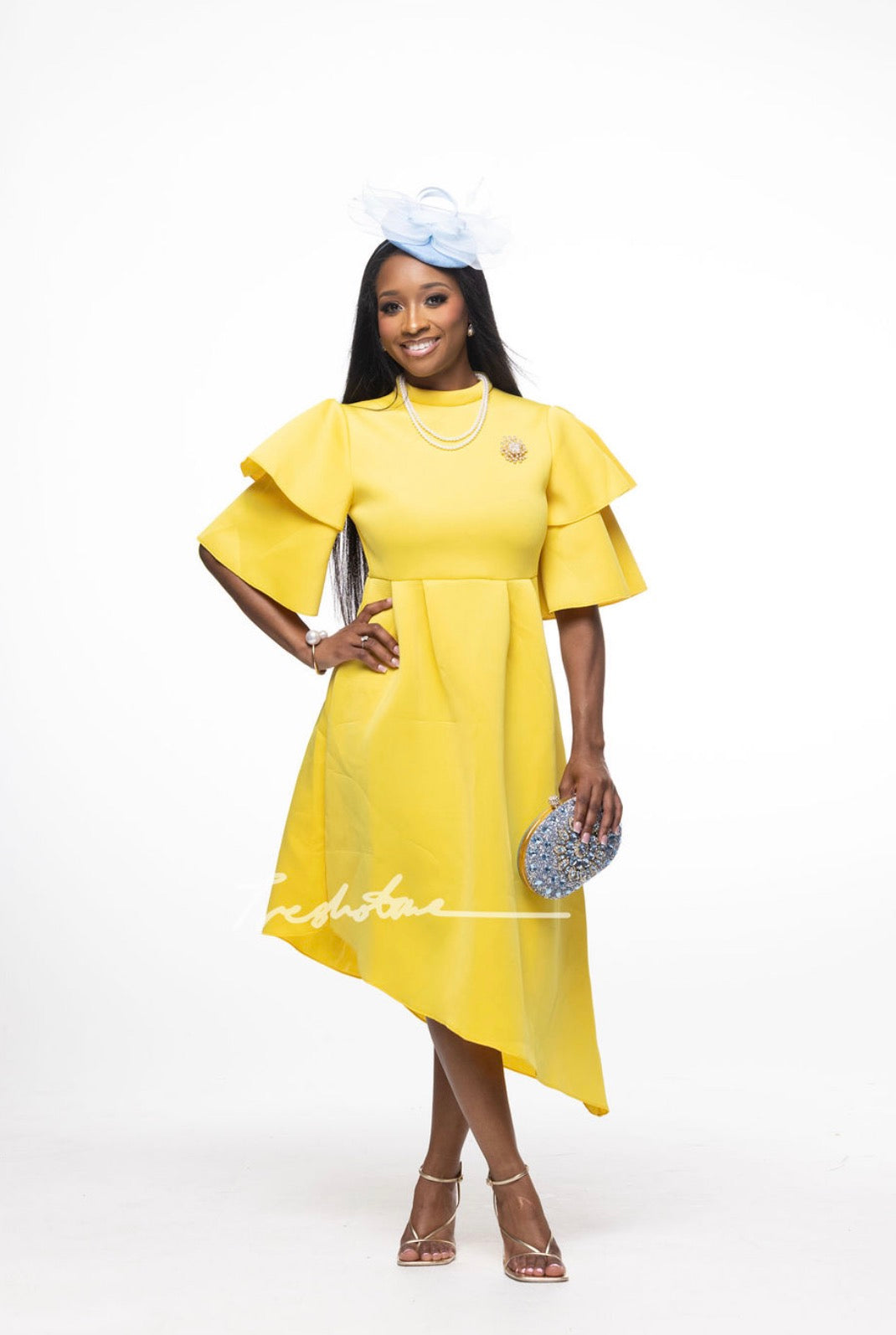 Yellow Ruffle Sleeve Dress