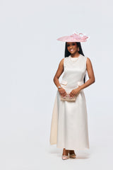 Elegant cream maxi dress for women with a flowing A-line silhouette