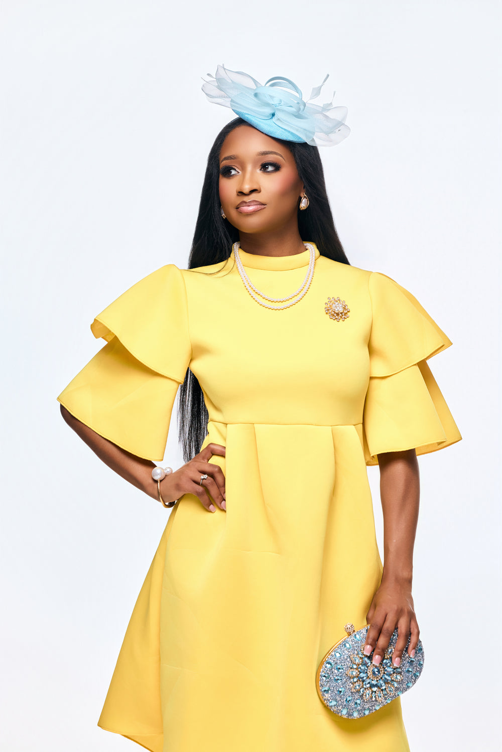 Classy yellow special occasion dress for women