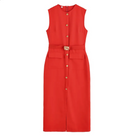 Red Sleeveless Midi Dress