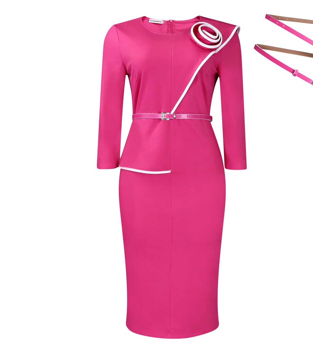 Pink Peplum Midi Dress
